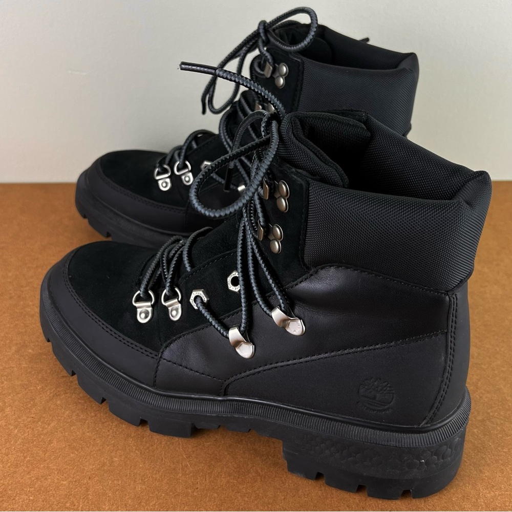 TIMBERLAND BLACK LEATHER HIKER BOOTS - Picture 7 of 14
